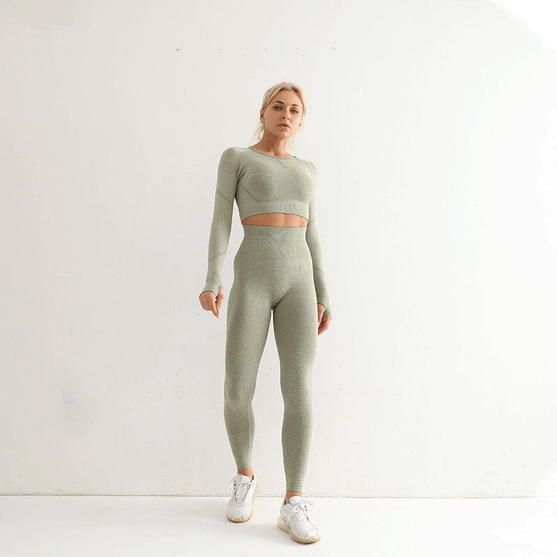 Yoga Suit Women's Long Sleeve Sports Top High Waist Hip Lifting Sports Tights Pants