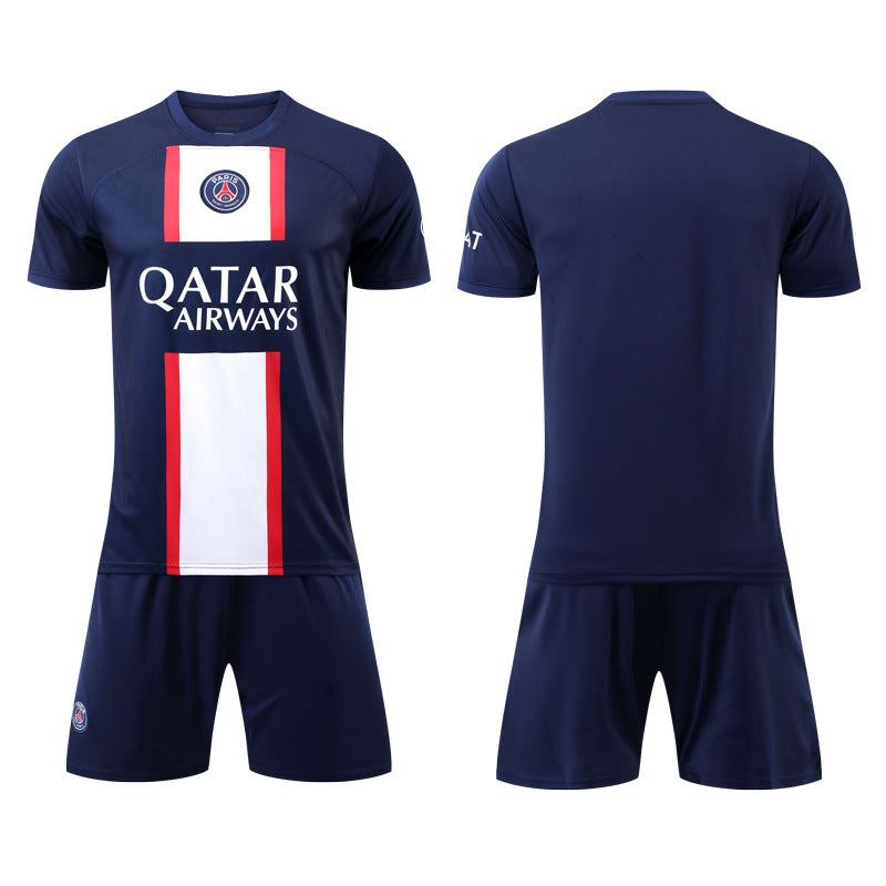 World Cup Qatar Football Shirt Set National Team Kit Barcelona Home Yellow Barcelona Two Tours Paris Home Grey Paris Co branded Boys and Girls